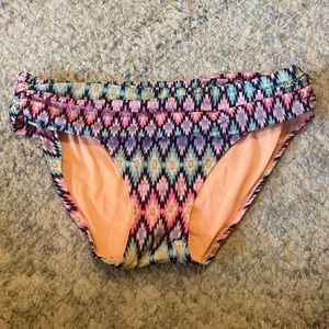 Womens Victoria Secret black Aztec heavenly ruched bikini swim bottoms Large